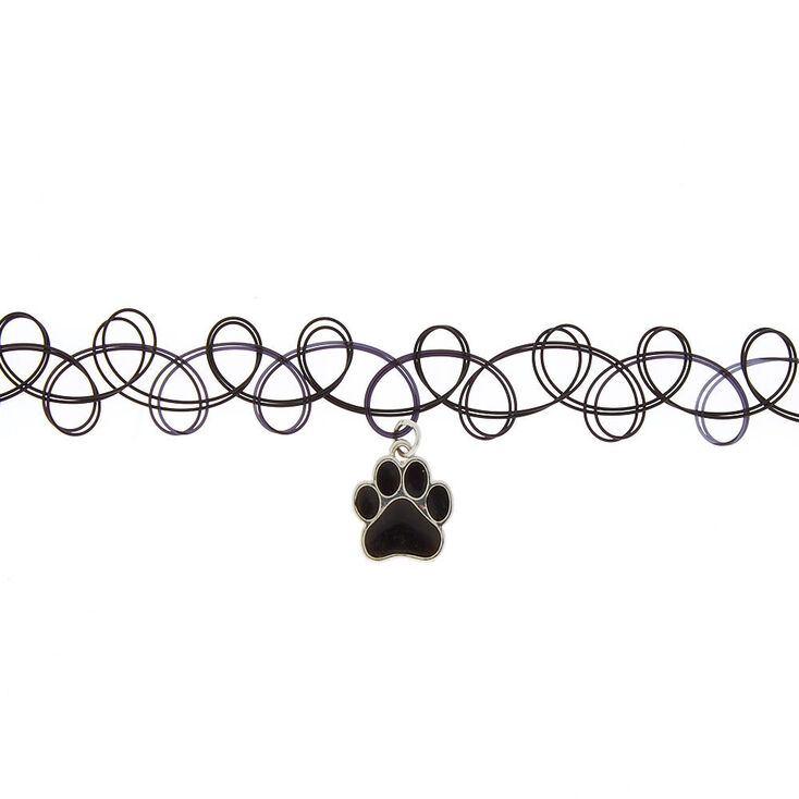 Paw Print Mood Tattoo Choker Necklace,