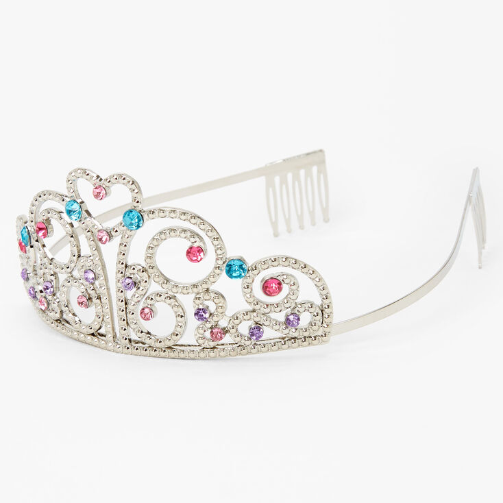 Claire&#39;s Club Silver Heart Swirl Tiara,