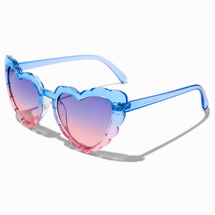 Blue Ombr&eacute; Heart Sunglasses,