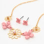 Gold &amp; Pink Flowers Jewelry Set - 2 Pack,
