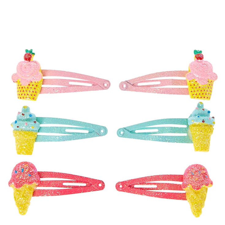Claire&#39;s Club 6 Pack Glitter SuMMer Treats Snap Hair Clips,