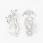 Silver Cubic Zirconia Turtle Clip On Stud Earrings,