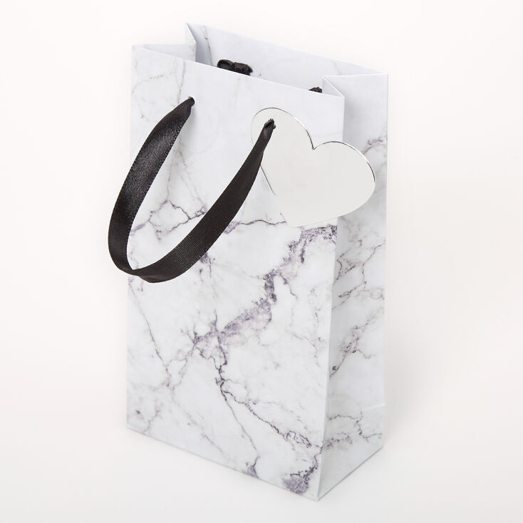 Claire's Petit sac cadeau effet marbré - Blanc