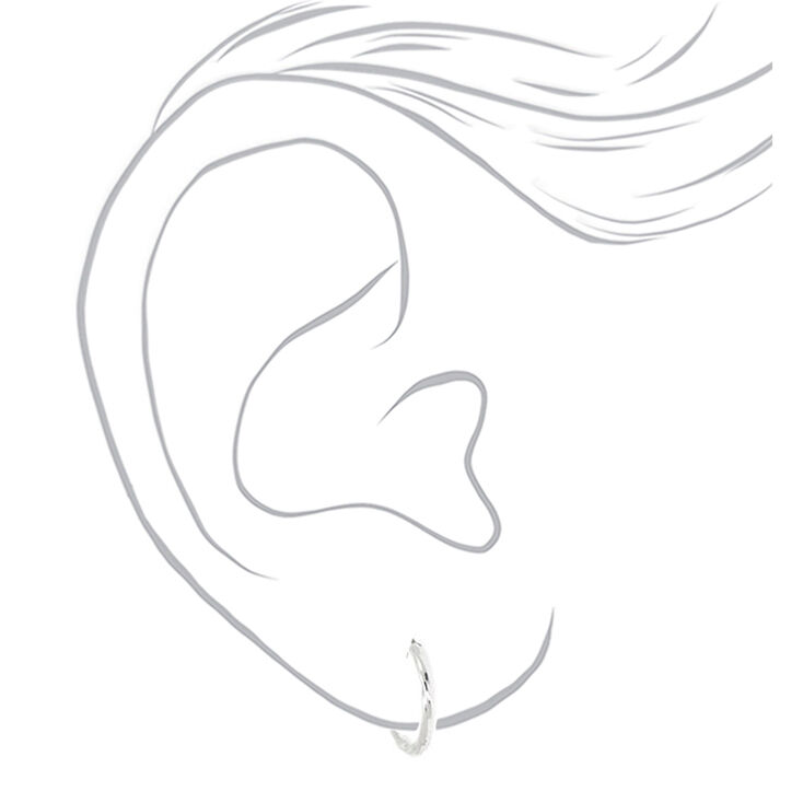 Silver 15MM Textured Hoop Earrings - 6 Pack,
