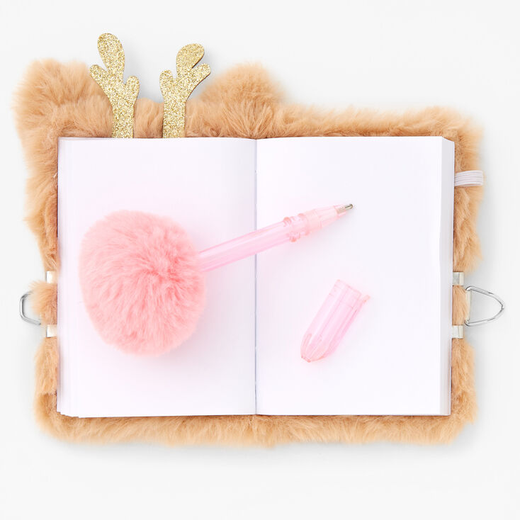 Claire&#39;s Club Ginger the Deer Furry Mini Lock Diary,