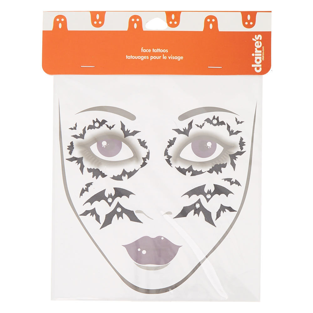 Bat Glitter Face Tattoos - Black,