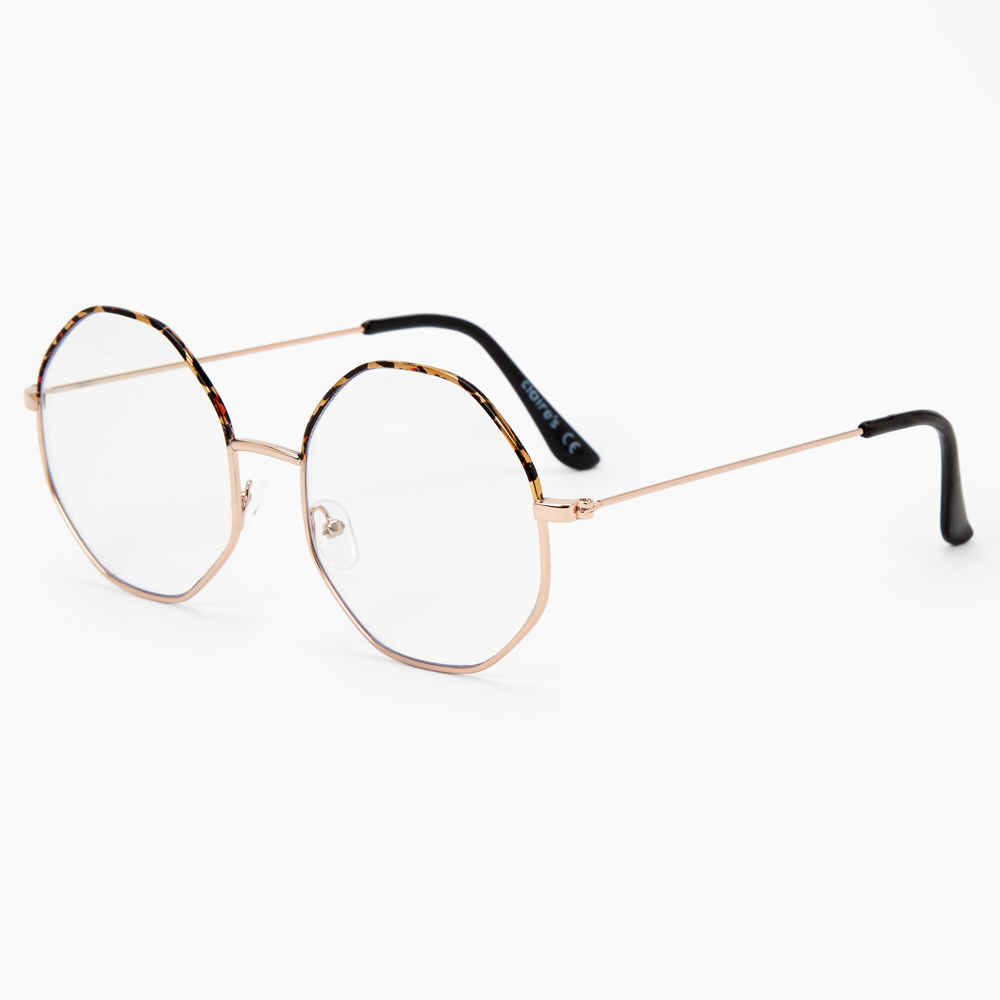 Gold Tortoiseshell Octagon Clear Lens Frames Claire s US