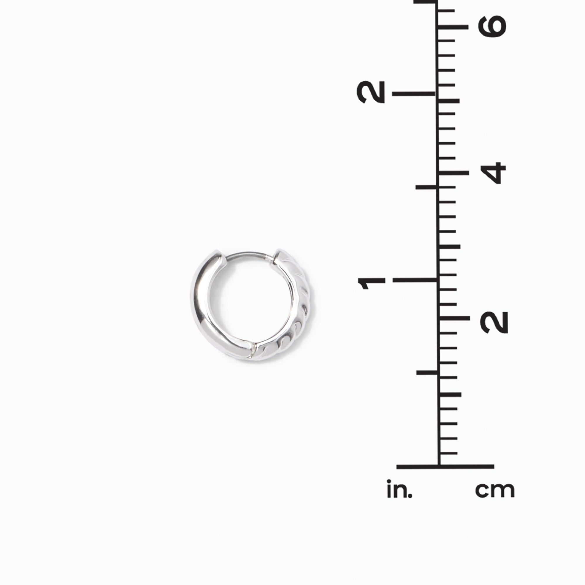 Silver-tone Rope 15mm Huggie Hoop Earrings,