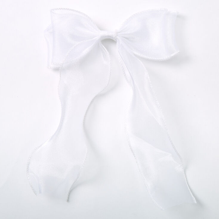 Claire's Club Ribbon Hair Bow - White