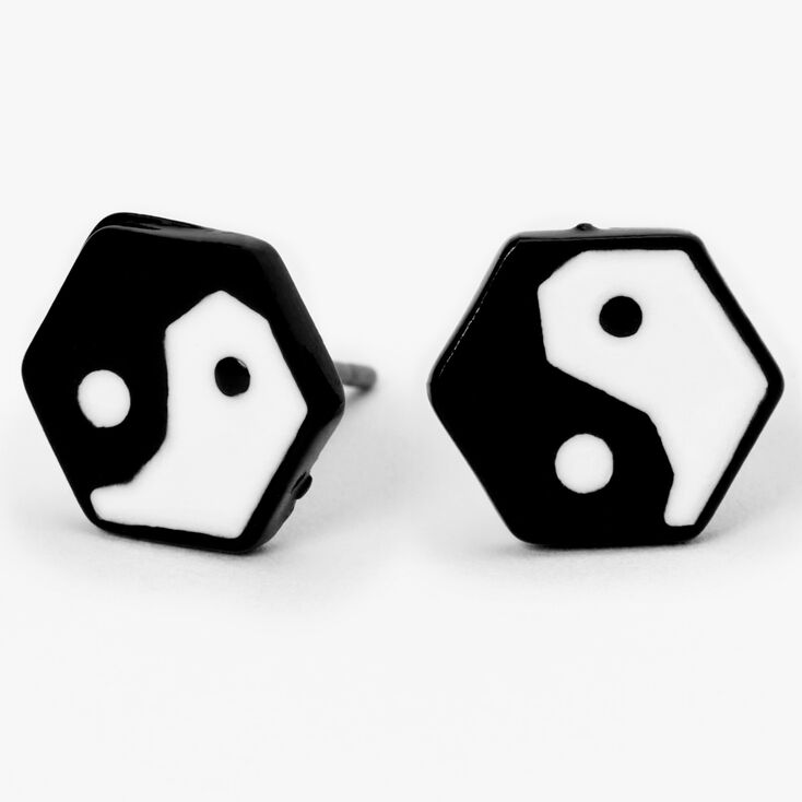 Octagon Yin Yang Stud Earrings,