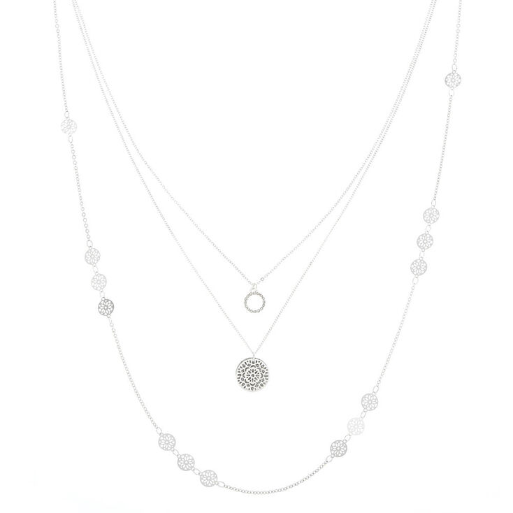 Claire's Collier multi-rangs à motif en filigrane couleur argenté