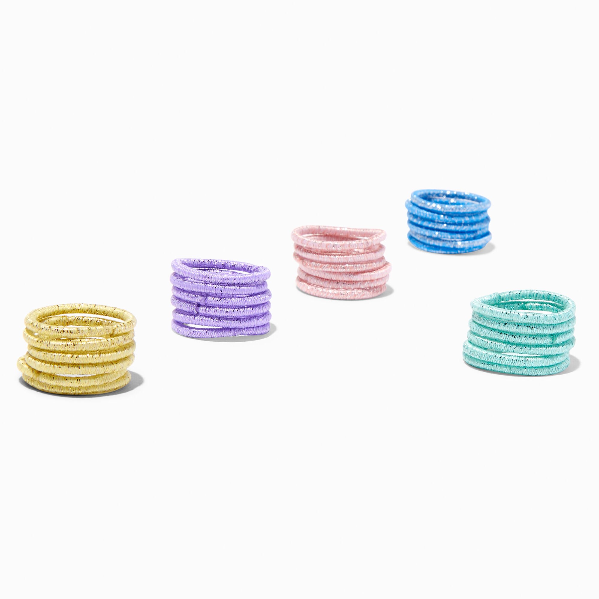 View Claires Mixed Pastels Lurex Small Hair Ties 30 Pack information