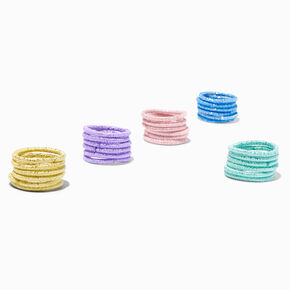 Mixed Pastels Lurex Small Hair Ties - 30 Pack,