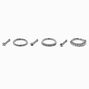 18G Silver-tone Stainless Steel Cubic Zirconia Basic Stud &amp; Hoop Nose Rings - 6 Pack,