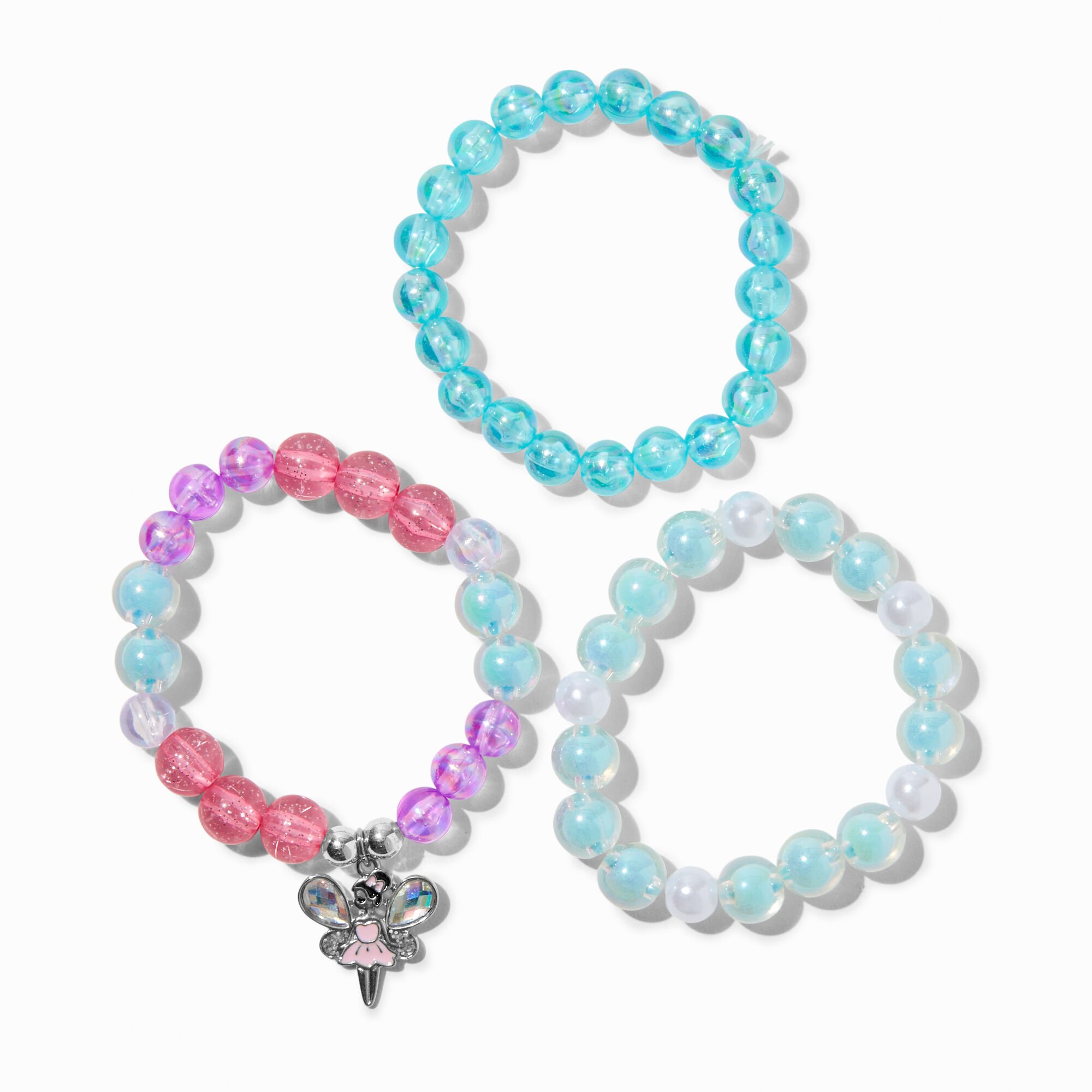 Claire's Club Fairy Beaded Stretch Bracelets - 3 Pack,
