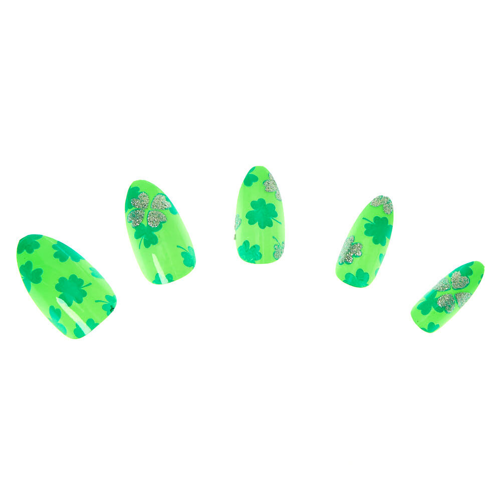 Shamrock Stiletto Press On Faux Nails - Green, 24 Pack,