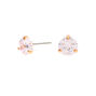 Gold Cubic Zirconia 6MM Round Stud Earrings,