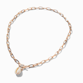 Gold-tone Seashell Toggle Pendant Necklace,
