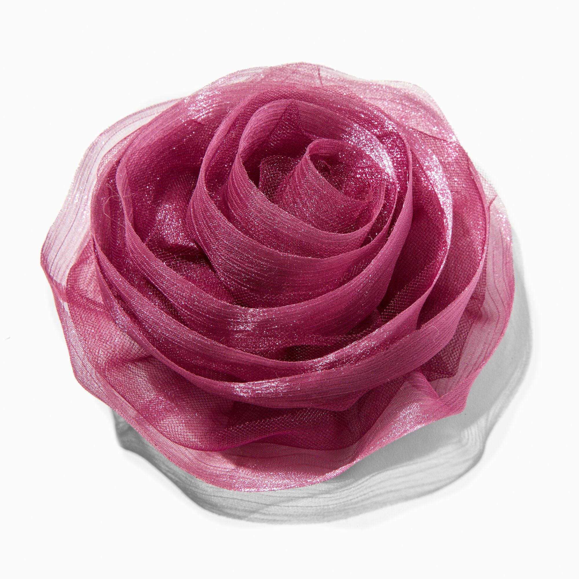 Large Purple Organza Rosette Flower Hair Clip,