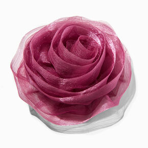 Large Purple Organza Rosette Flower Hair Clip,