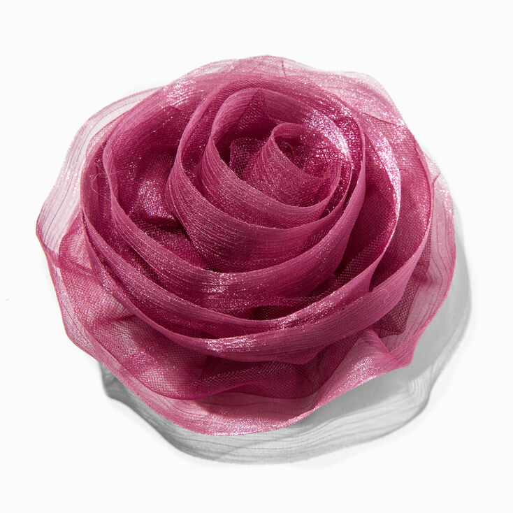 Large Purple Organza Rosette Flower Hair Clip,