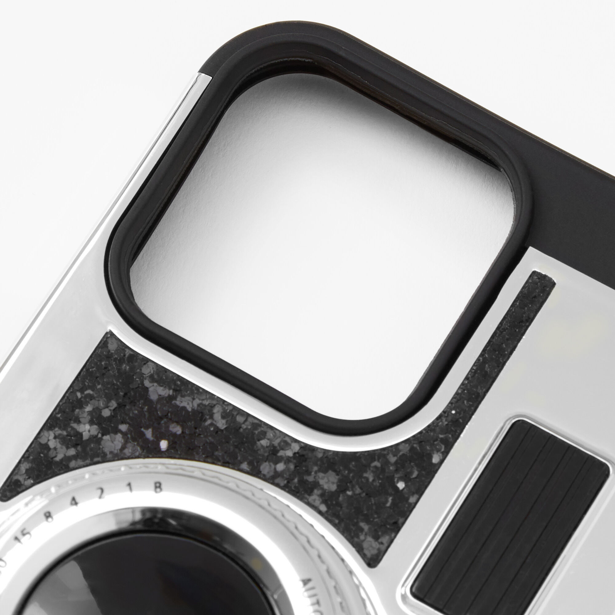 Coque de portable noire appareil photo à paillettes - Compatible avec iPhone® 13 Pro,