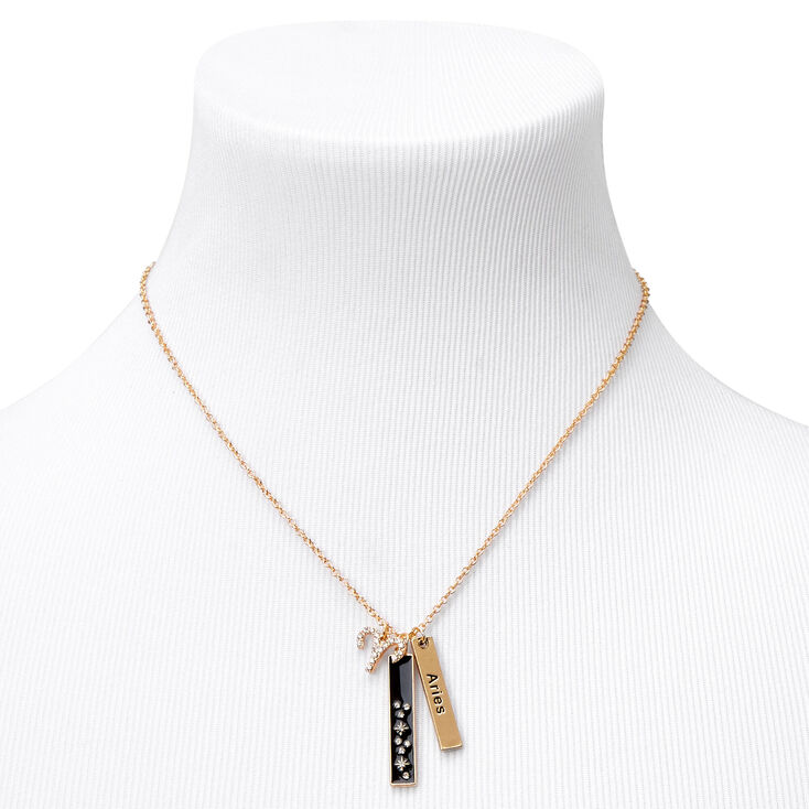 Gold Zodiac Symbol Pendant Charm Necklace - Aries,