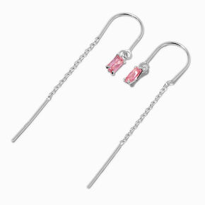 C LUXE by Claire&#39;s Sterling Silver Cubic Zirconia Pink Baguette Threader Earrings,