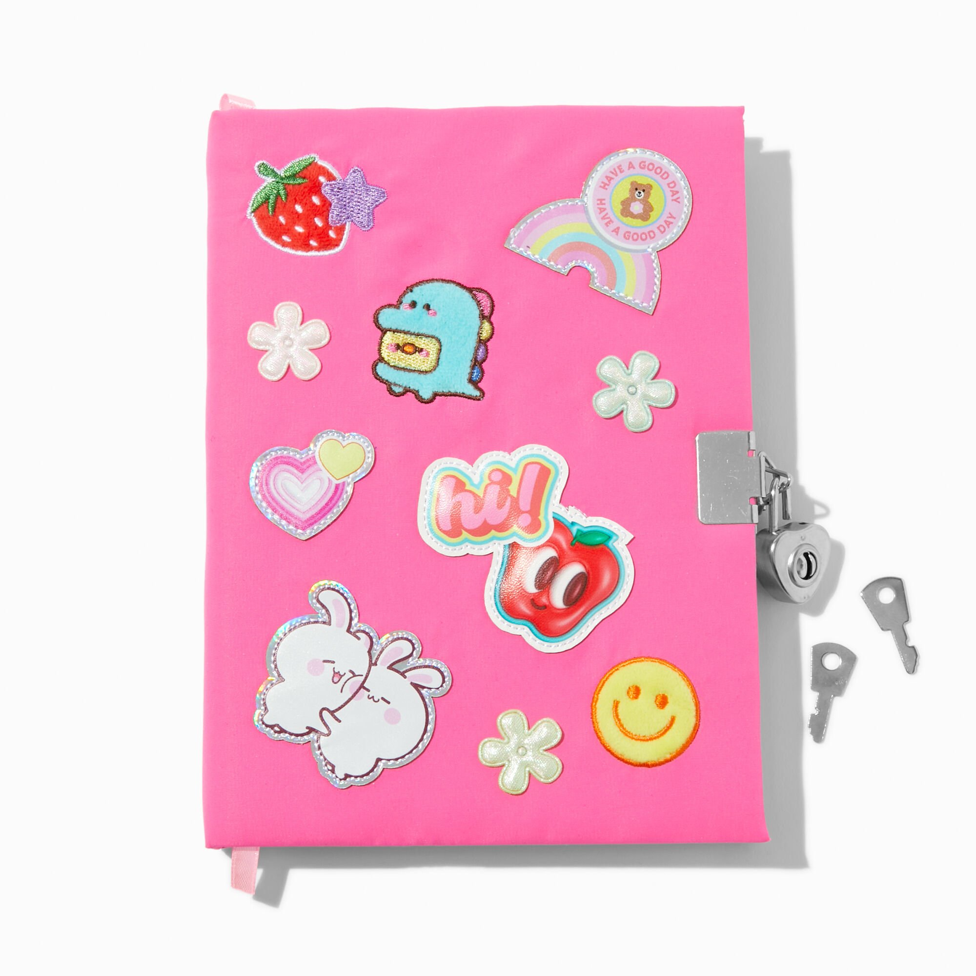 Chibi Patches Pink Plush Lock Diary,