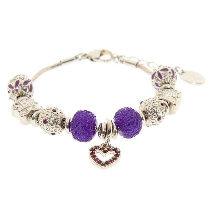 Purple Crystal Charm Bracelet,