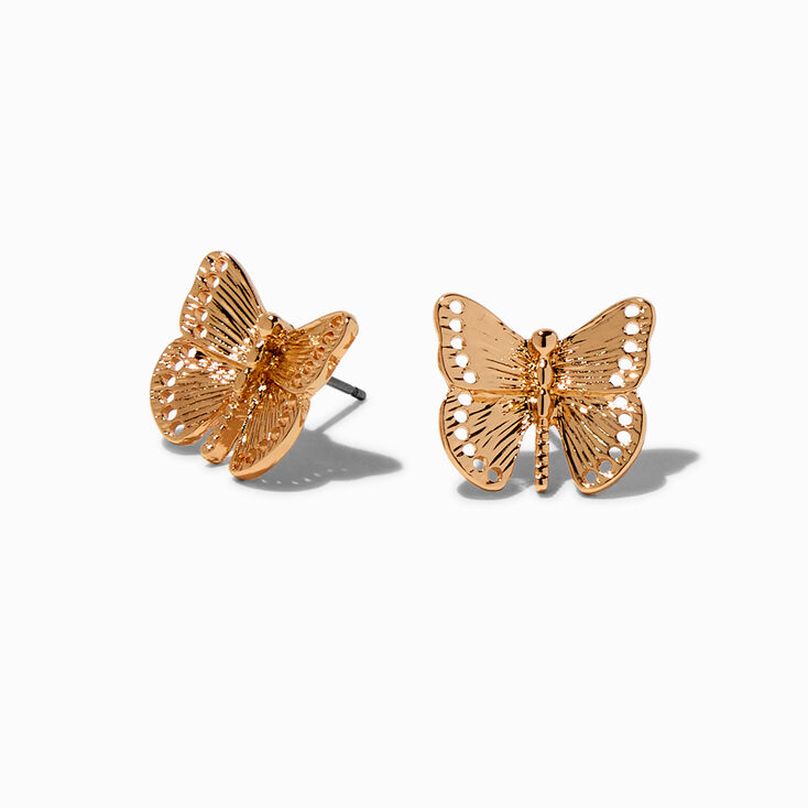 Gold-tone Filigree Butterfly Stud Earrings