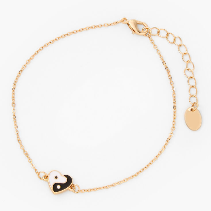 Gold Heart Yin Yang Chain Anklet,