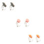 Boucles d&rsquo;oreilles &agrave; clip chouette, renard et rose - Lot de 3,