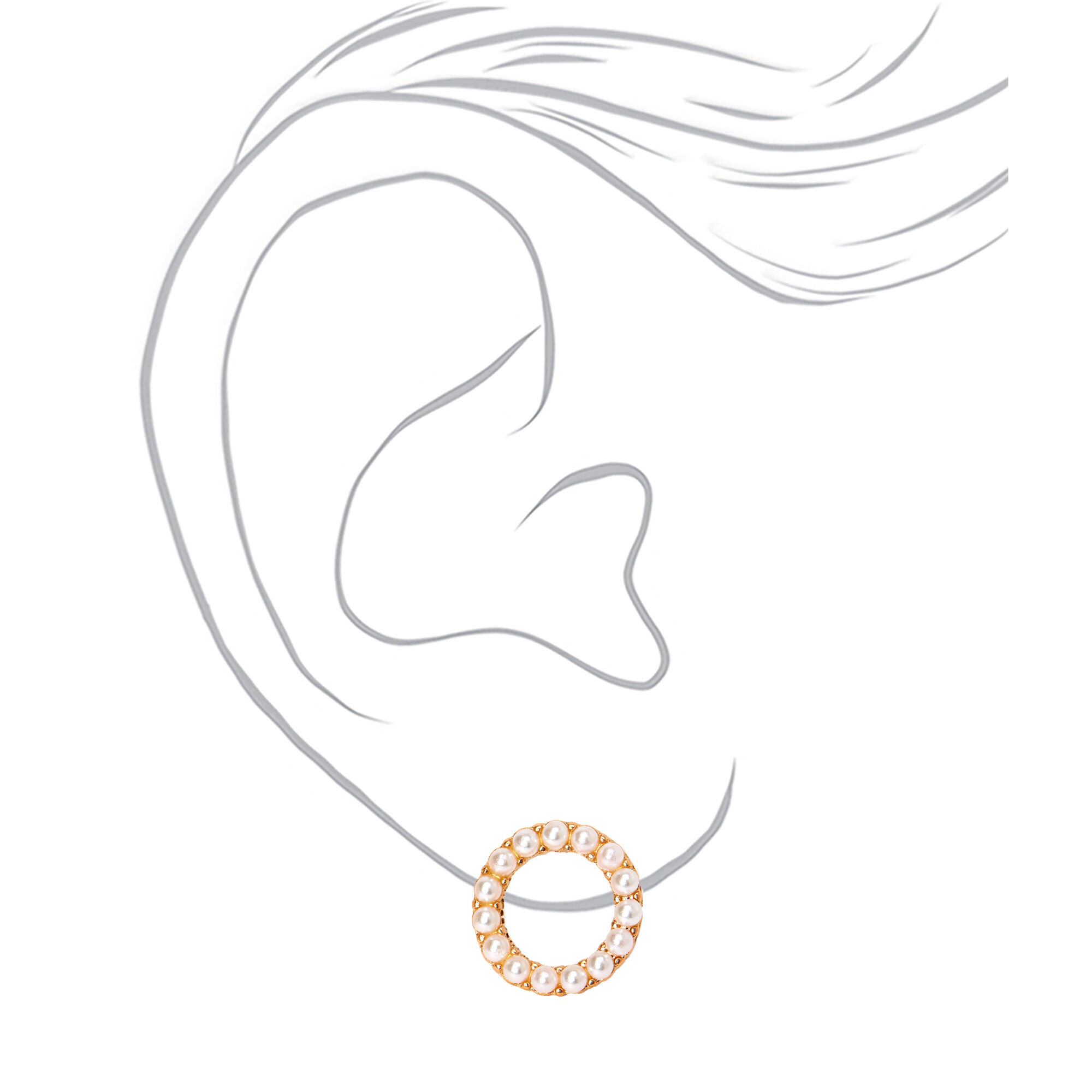 Gold Halo Pearl Stud Earrings - Ivory,