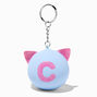 Initial Cat Ears Stress Ball Keychain - C,