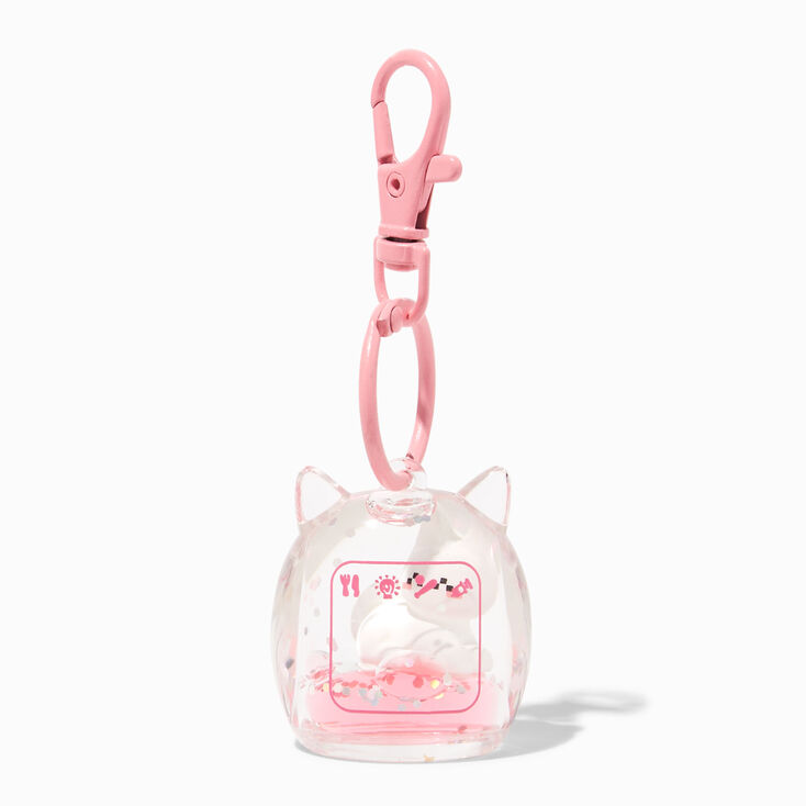 Gamer Cat Water-Filled Glitter Keychain,