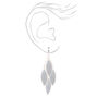 Silver 1.5&quot; Glitter Chandelier Leaf Clip On Drop Earrings,