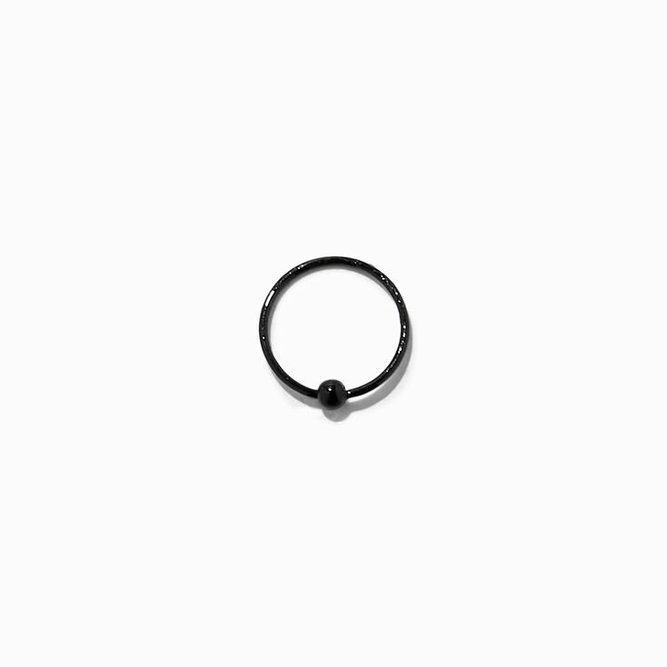 Sterling Silver Black 22G Cartilage Ball Hoop Earring,