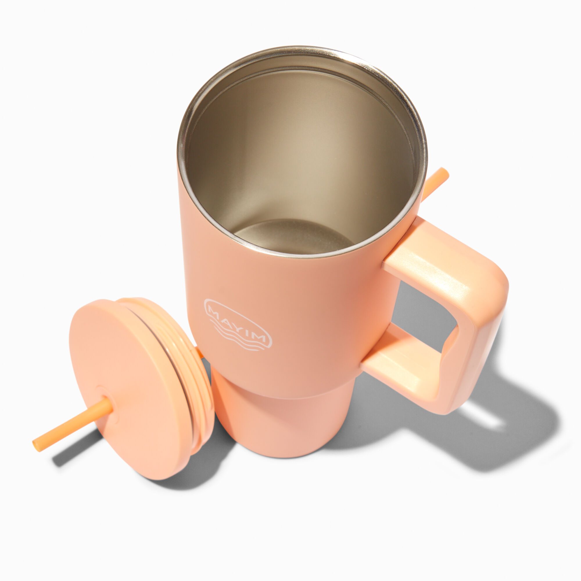 Peach Stainless Steel Handled Tumbler,