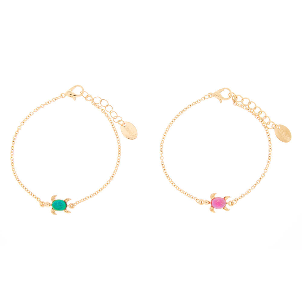 Gold tone Mood Turtle Chain Friendship Bracelets 2 Pack