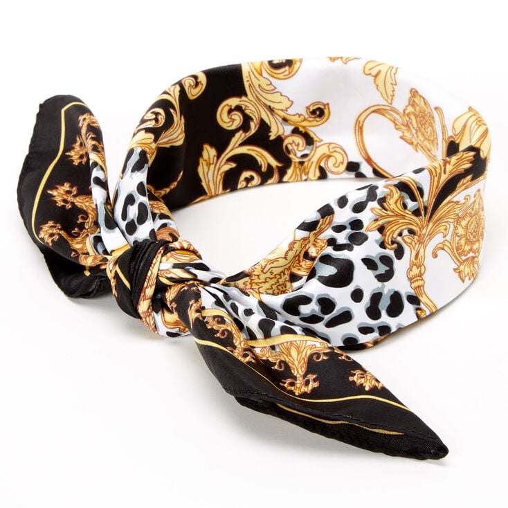 Fancy Leopard Bandana Headwrap - Black,