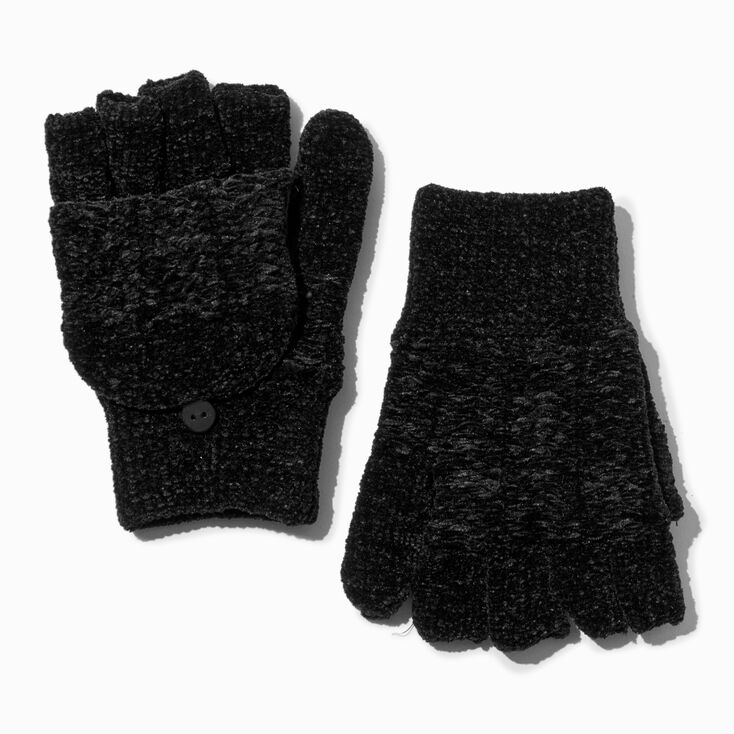 Gants convertibles noirs,