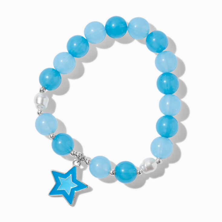 Blue Star Charm Beaded Stretch Bracelet,