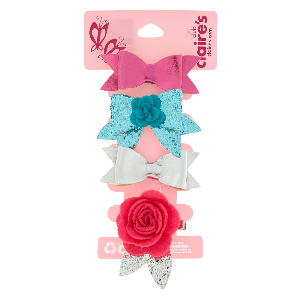 Claire's Club Bow Mix Hair Clips - 4 Pack,
