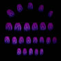 Glow In The Dark Flame Coffin Faux Nail Set - Pink, 24 Pack,