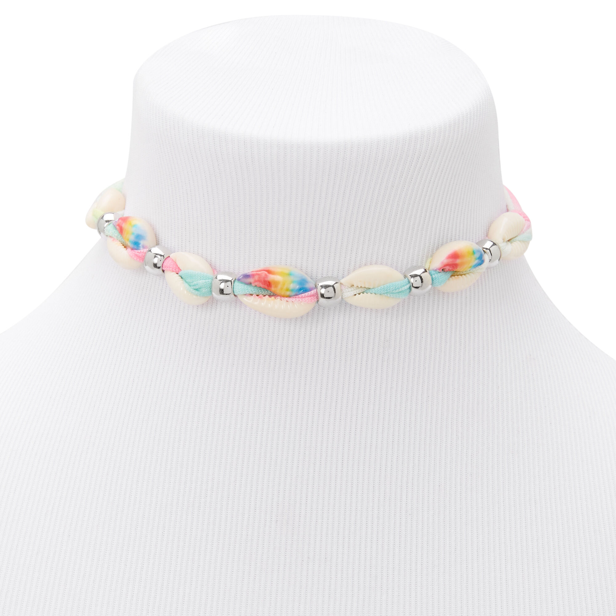 Pastel Tie Dye Cowrie Shell Choker Necklace