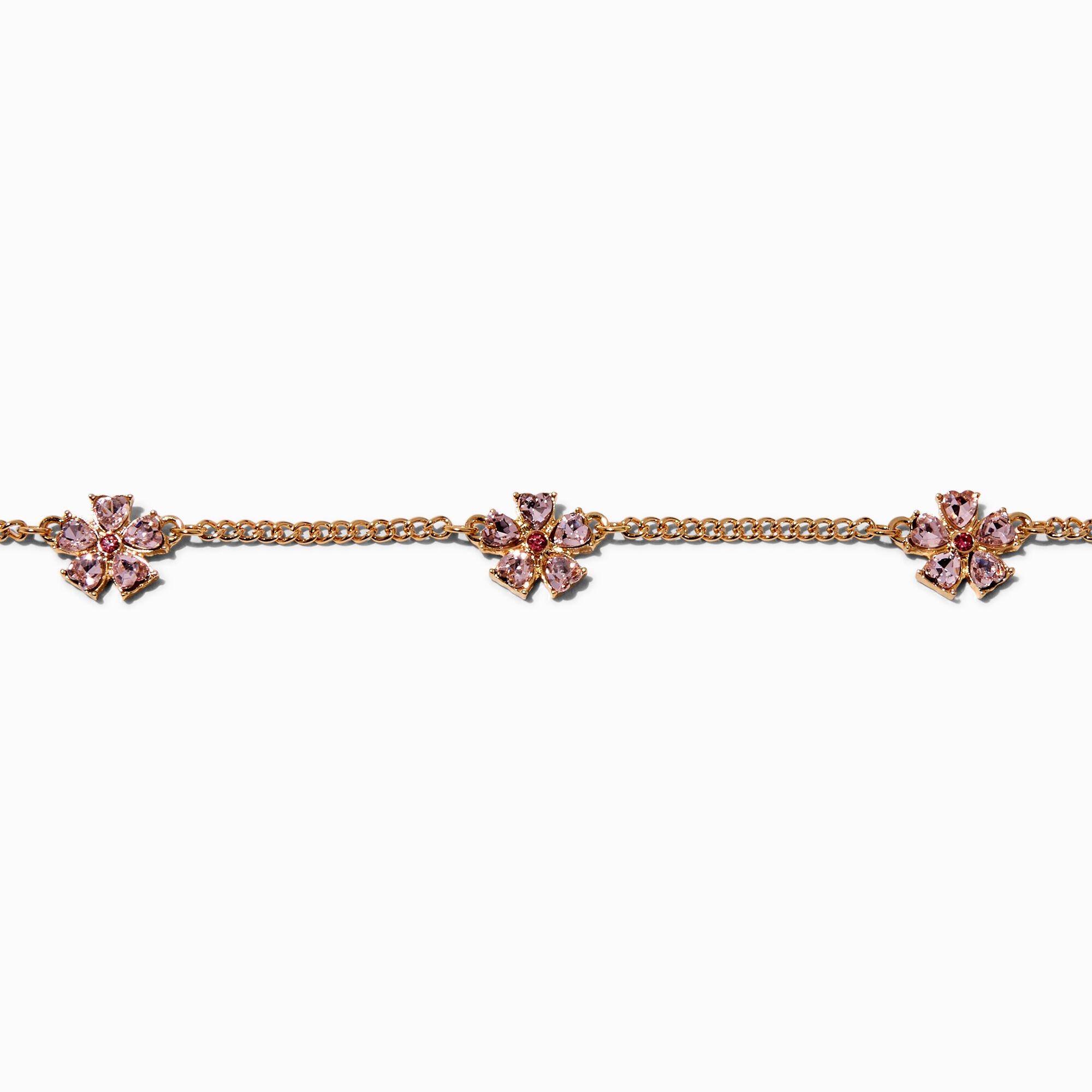 View Claires Flower Choker Necklace Pink information