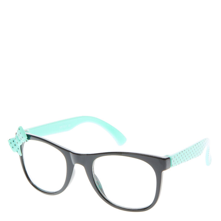 Claire&#39;s Club Polka Dot Bow Rectangle Clear Lens Frames - Mint,