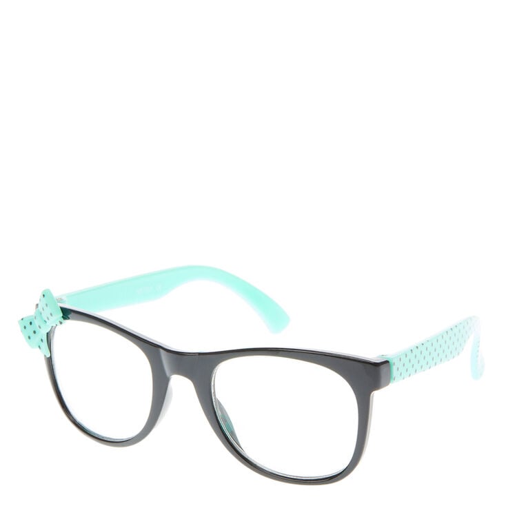 Claire's Lunettes rondes avec nœud à pois noir et vert menthe du Club Claire's