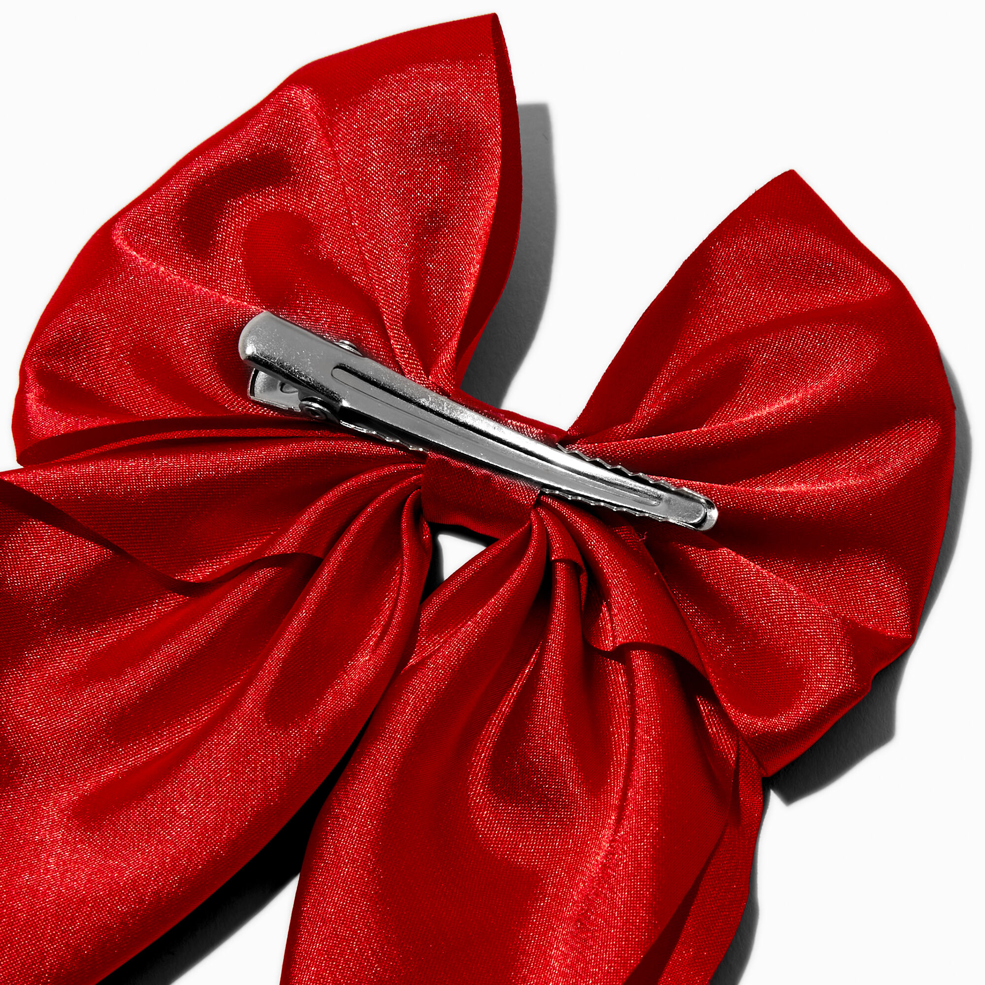 Red Satin Holiday Hair Bow Clip,